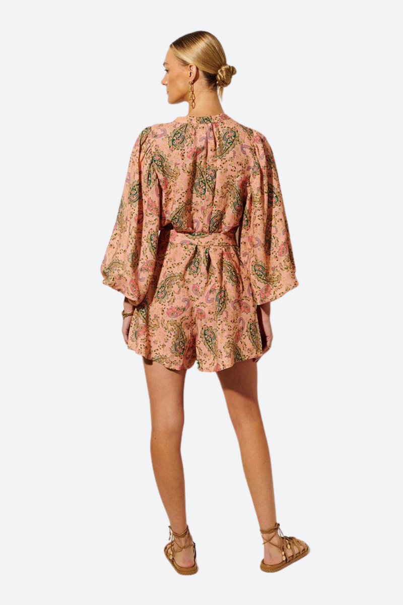 Kivari Isha Playsuit in Pink Paisley