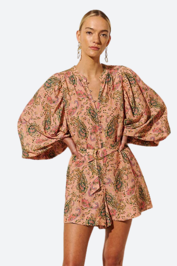 Kivari Isha Playsuit in Pink Paisley