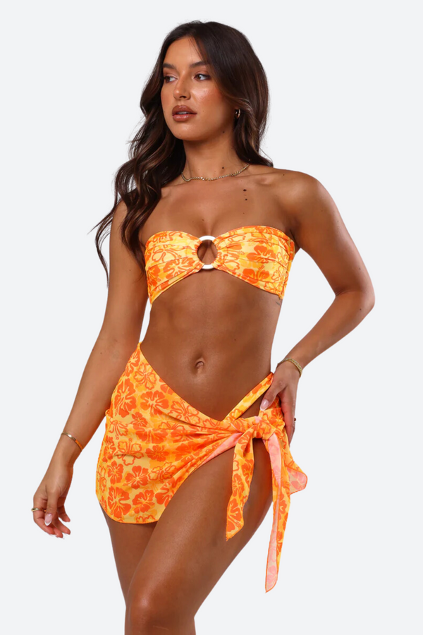 Kulani Kinis Strapless Bandeau Bikini Top in Tangerine Dreams