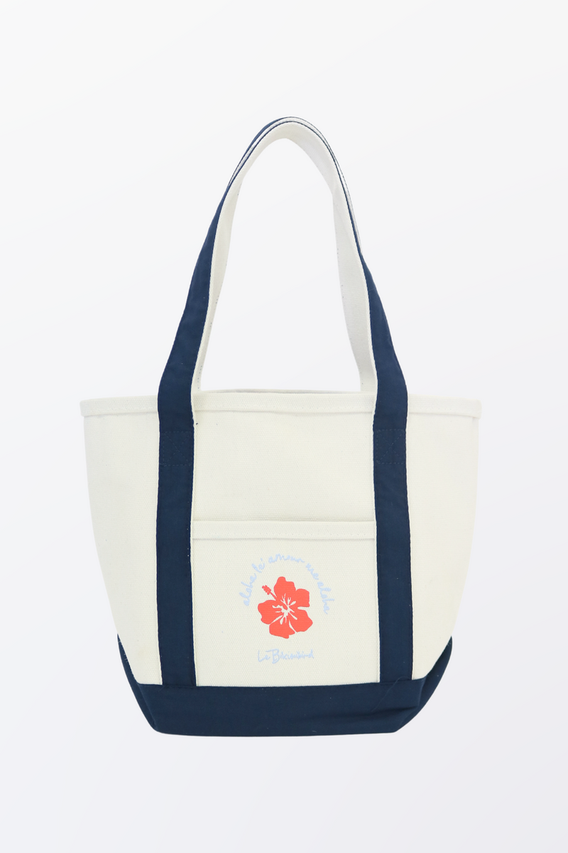 le bikinibird canvas tote in natural/navy