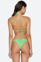 PQ Swim Lettuce Edge Tie Teeny Bottoms in Neon Palms