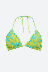 PQ Swim Lettuce Edge Tri Top in Neon Palms