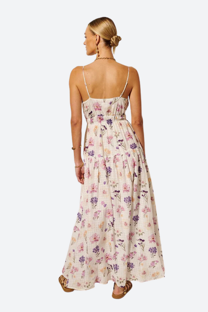 Kivari Phoebe Maxi Dress in Purple Pink Floral