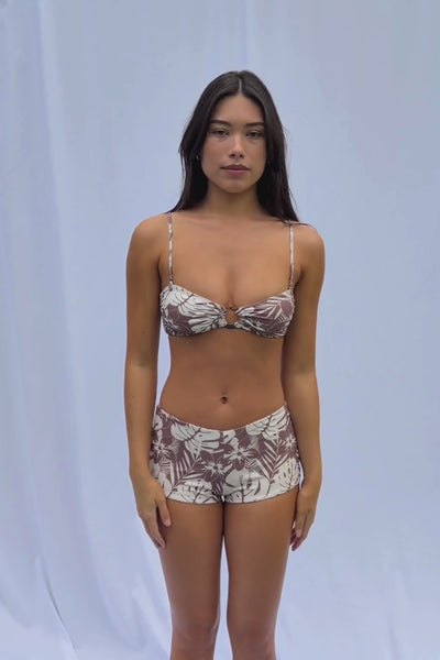 Golden Trip - Cabo Boy Shorts in Plumeria Palm Video | BikiniBird