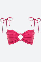 Montce Tori Ties Bandeau Bikini Top in Raspberry