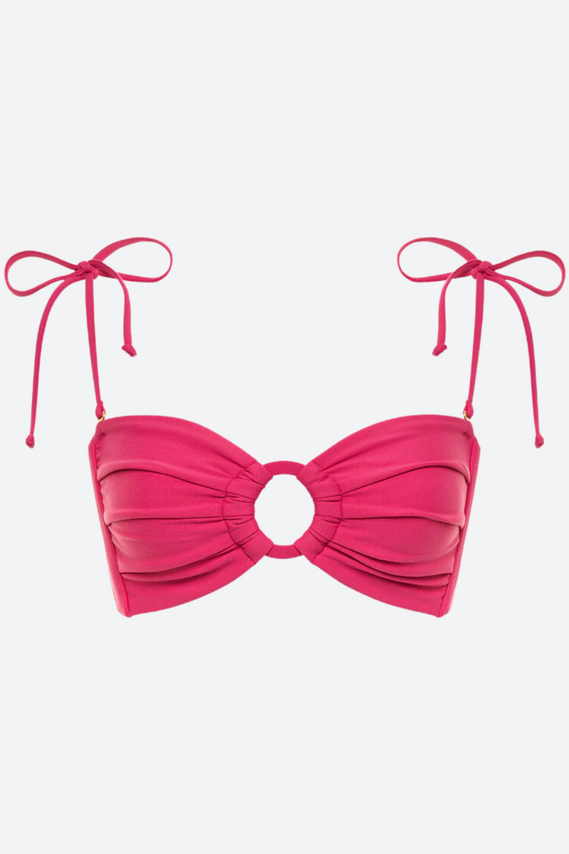 Montce Tori Ties Bandeau Bikini Top in Raspberry