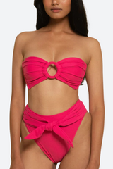 Montce Tori Ties Bandeau Bikini Top in Raspberry