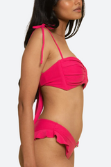 Montce Tori Ties Bandeau Bikini Top in Raspberry