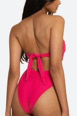 Montce Tori Ties Bandeau Bikini Top in Raspberry