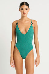 Bound by Bond-Eye Ring Elena 2.0 One Piece in Teal Lurex