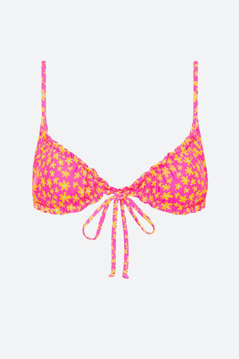 Kulani Kinis Ruched Bralette Bikini Top in Berry Blush