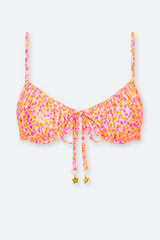 Kulani Kinis Ruched Underwire Bra Bikini Top in Sherbet Shimmer