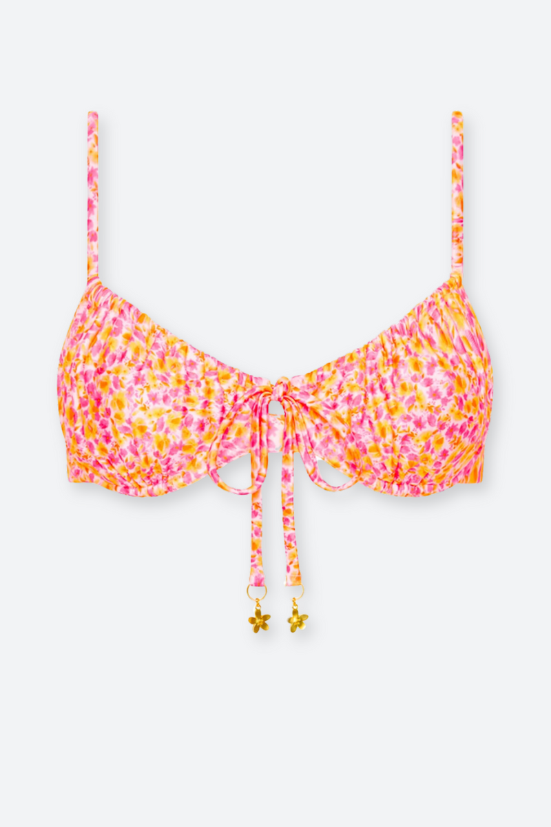 Kulani Kinis Ruched Underwire Bra Bikini Top in Sherbet Shimmer