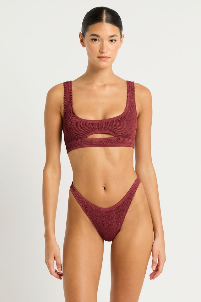 Bound by Bond-Eye Sasha Crop in Carmine Recycled