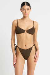 Bound by Bond-Eye Ring Lissio Crop Top in Cocoa Lurex
