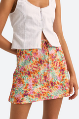 Rhythm Sierra Floral Bias Cut Mini Skirt in Orange