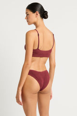 Bound by Bond-Eye Strap Saint Crop in Carmine Recycled