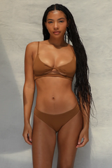 Toast Swim Twist Top in Toffee