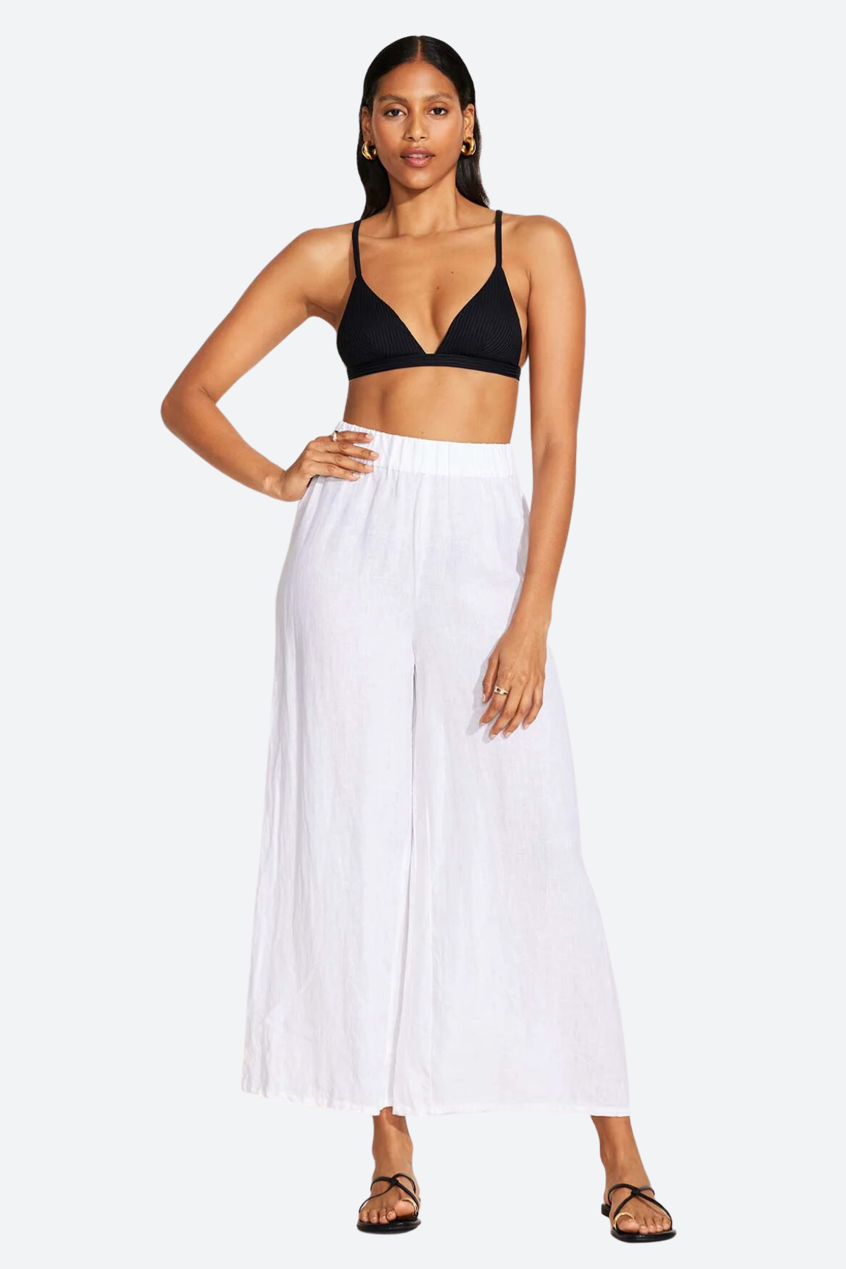 Vitamin A Tallows Linen Wide Leg Pant in White