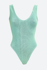 Bound by Bond-Eye Mara One Piece in Aqua Lurex